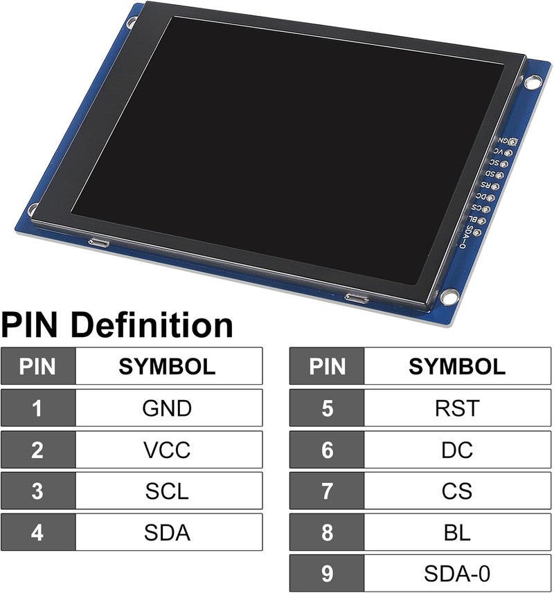 XIITIA 2pcs 3.5" SPI TFT LCD Display Module 320x480 RGB LCD Screen 3.3V ST7796 Drive SPI Interface 8pin Full Color for Arduino DIY - Image 4